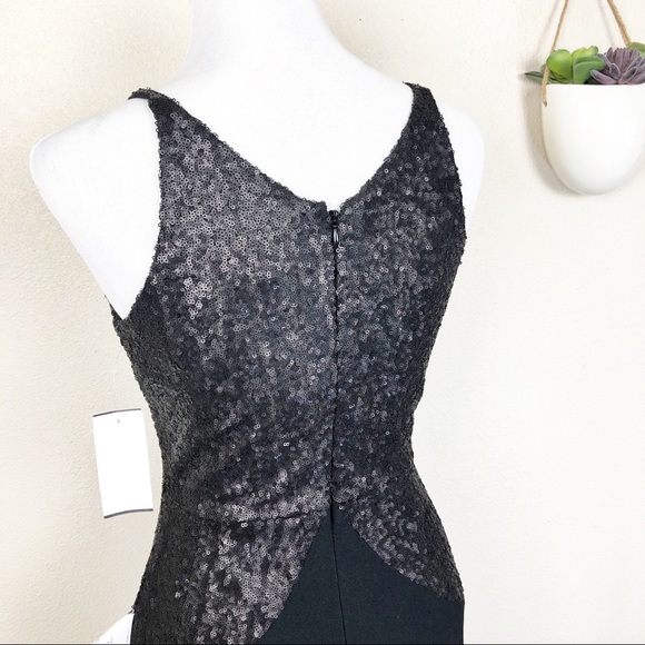 •DRESS the POPULATION• Black Joey Sequin Jumpsuit 70’s inspired - Picture 4 of 8